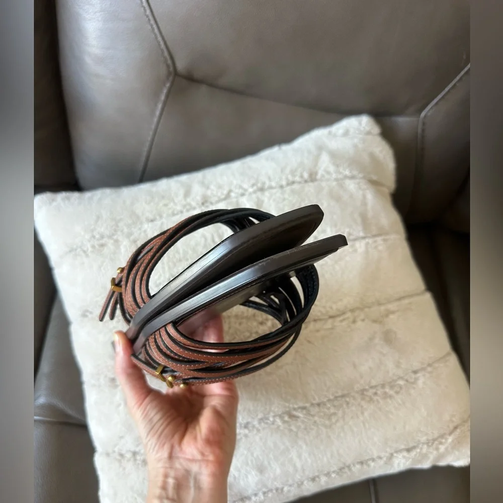 💄Zara leather trending brown/chocolate-toned slide sandals EUR 40 / US 9 - Picture 3 of 6